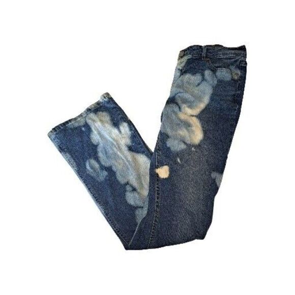 Aeropostale Women's Size 8 Blue Jeans 28x28 Custom Bleached Distressed - Picture 2 of 7